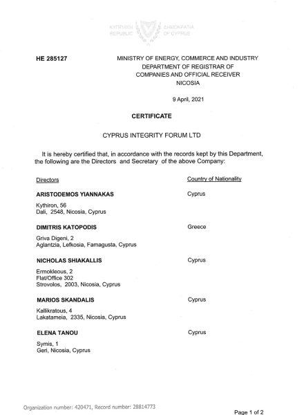 CIF_Certificate-of-Directors-and-Secretary-09.04.2021-1 Directors and Secretary Certificate